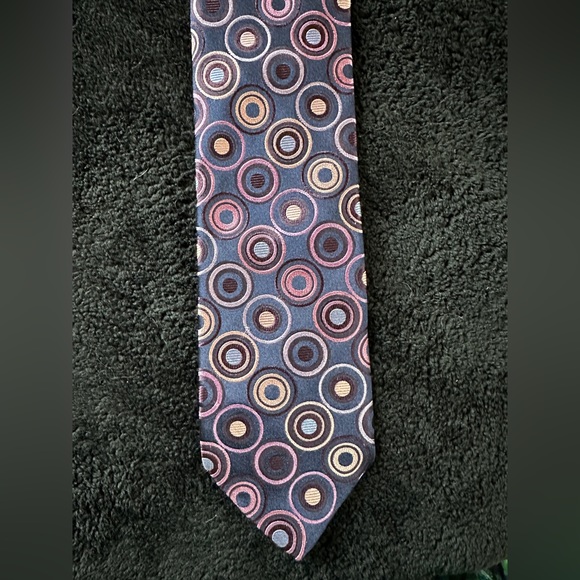 Ted Baker Navy Purple Circles Geometric Silk Tie - Picture 1 of 5
